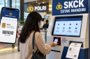 Ilustrasi layanan pencetakan SKCK secara mandiri melalui mesin anjungan Polri dengan menggunakan barcode dari Super Apps Polri.