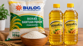 Ilustrasi bantuan pangan pemerintah berupa beras dan MinyaKita untuk penerima bansos 2026.