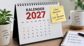 Ilustrasi kalender 2027 dengan jadwal libur nasional dan cuti bersama.