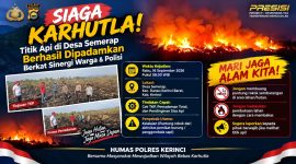 Petugas Polres Kerinci bersama warga memadamkan karhutla di Desa Semerap.