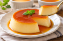 Puding telur kukus lembut dengan saus karamel.