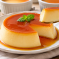 Puding telur kukus lembut dengan saus karamel.