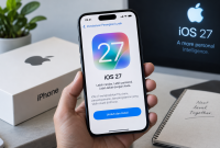 iOS 27 resmi hadir di Indonesia dengan sejumlah fitur dan pembaruan baru untuk pengguna iPhone. ( Foto AI)