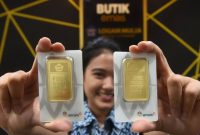 Harga emas Antam hari ini, Minggu (13/9/2026), tetap Rp2.604.000 per gram.(Foto Ilustrasi emas antam/kompas.com)