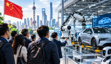Investor dan pelaku bisnis mengunjungi fasilitas teknologi di China untuk melihat perkembangan industri secara langsung.(Foto : AI Generated Image (ChatGPT)