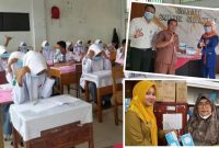 Pembagian  masker kepada siswa SMAN 1 Solsel.