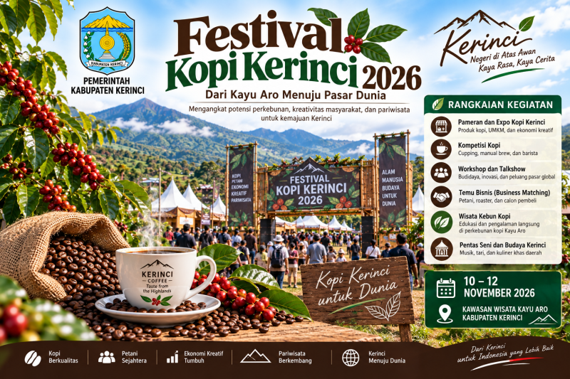 Festival Kopi Kerinci 2026 mengangkat kopi Kayu Aro menuju pasar dunia.