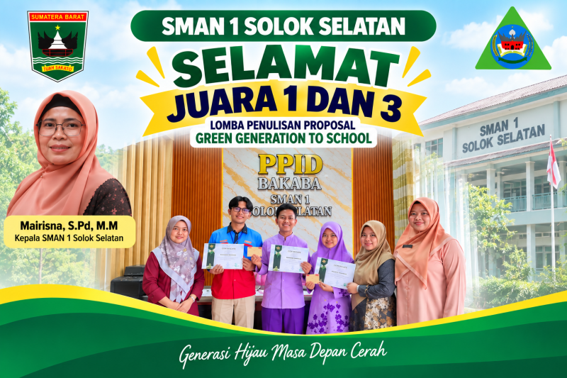 Tim SMAN 1 Solok Selatan dalam momen pencapaian prestasi penelitian.