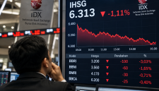 Foto ilustrasi: Pergerakan IHSG dan saham perbankan yang melemah di tengah penantian keputusan suku bunga Bank Indonesia. (AI)