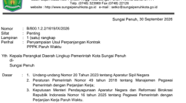 Pemkot Sungai Penuh menyiapkan perpanjangan kontrak PPPK Paruh Waktu 2026.
