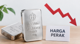 Ilustrasi perak batangan Antam yang menunjukkan penurunan harga pada perdagangan 9 September 2026.