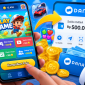 Ilustrasi game penghasil saldo DANA melalui aktivitas bermain dan pengumpulan reward.( Foto AI