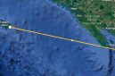 Jarak Pulau Enggano dengan titik terakhir kapal jurnalis hilang (Dok Google Earth)
