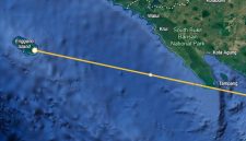 Jarak Pulau Enggano dengan titik terakhir kapal jurnalis hilang (Dok Google Earth)