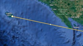 Jarak Pulau Enggano dengan titik terakhir kapal jurnalis hilang (Dok Google Earth)
