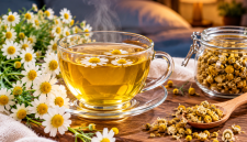 Teh chamomile, minuman herbal yang membantu relaksasi dan kualitas tidur. ( Foto  AI INBRITA)
