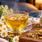 Teh chamomile, minuman herbal yang membantu relaksasi dan kualitas tidur. ( Foto  AI INBRITA)