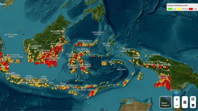 Kemenhut mencatat 1.085 hotspot di Sumatra dan Kalimantan hingga 12 Oktober 2026 pukul 21.00 WIB.(Foto : Dok: sipongi.gakkum.kehutanan.go.id)