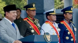Presiden Prabowo Subianto meresmikan enam Kodam dan 204 satuan baru TNI di Mabes TNI, Cilangkap, Jakarta Timur, Senin (5/10/2026).