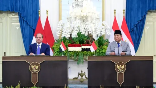 Prabowo Subianto bertemu Presiden Mesir Abdel Fattah El-Sisi di Istana Merdeka, Jakarta. ( Foto istimewa)