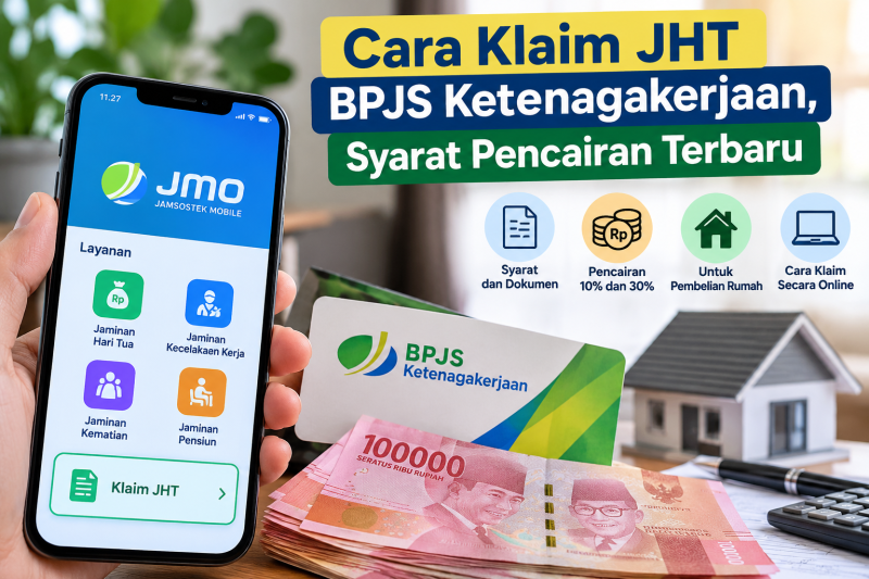 Ilustrasi pencairan saldo JHT BPJS Ketenagakerjaan melalui aplikasi JMO, lengkap dengan syarat dan prosedur klaim online. ( Foto AI)