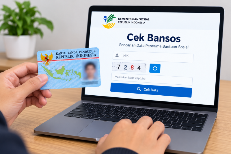 Ilustrasi cara cek desil bansos online menggunakan NIK KTP. ( Foto inbrita)