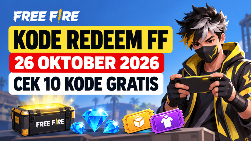 Ilustrasi kode redeem Free Fire 26 Oktober 2026 yang menampilkan karakter gamer dan hadiah dalam game. ( Foto AI INBRITA)