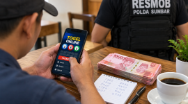 Ilustrasi dugaan perjudian togel online yang diungkap Tim Resmob Polda Sumbar di Kota Padang.