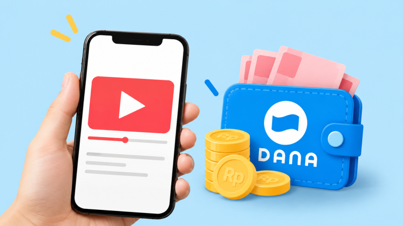 Ilustrasi aplikasi penghasil saldo DANA dari menonton video.