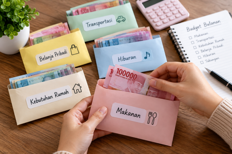 Ilustrasi metode cash stuffing untuk mengatur dan membatasi pengeluaran berdasarkan kebutuhan. ( Foto inbrita)