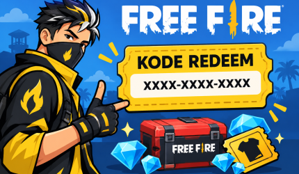 Ilustrasi kode redeem Free Fire yang menampilkan karakter, voucher, dan hadiah menarik bagi para Survivor.