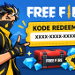 Ilustrasi kode redeem Free Fire dengan karakter game, voucher hadiah, dan Diamond gratis.