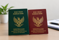 Ilustrasi buku nikah Indonesia yang dapat diganti jika rusak atau hilang melalui KUA. (Foto inbrita)