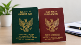 Ilustrasi buku nikah Indonesia yang dapat diganti jika rusak atau hilang melalui KUA. (Foto inbrita)