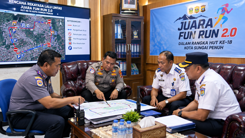 Satlantas Polres Kerinci dan Dishub siaga mengatur lalu lintas JUARA FUN RUN 2.0.
