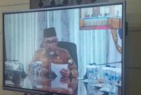Wawako Azhar mengikuti rapat virtual bersama Komisi II DPR RI, Selasa (6/10).
