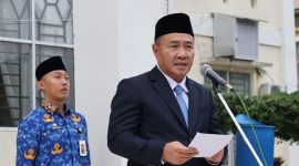 Wali Kota Sungai Penuh Alfin memimpin upacara peringatan Hari Sumpah Pemuda ke-98 tahun 2026.(Foto : Prokopim Kota Sungai Penuh)