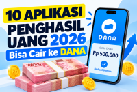 Ilustrasi aplikasi penghasil uang 2026 dan saldo DANA.
