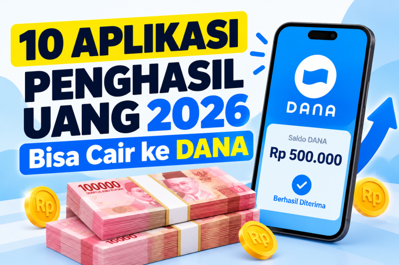 Ilustrasi aplikasi penghasil uang 2026 dan saldo DANA.