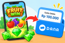 Ilustrasi Fruit Win, game bertema buah yang menawarkan diamond hijau untuk ditukar dengan hadiah saldo DANA. ( Foto AI INBRTA)