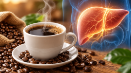 Ilustrasi kopi dan manfaatnya bagi kesehatan hati.(Foto AI INBRITA)