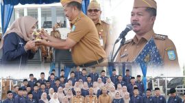 Bupati Monadi memimpin upacara HUT ke-36 Perumda Tirta Sakti Kerinci. ( Foto Kerinci satu)