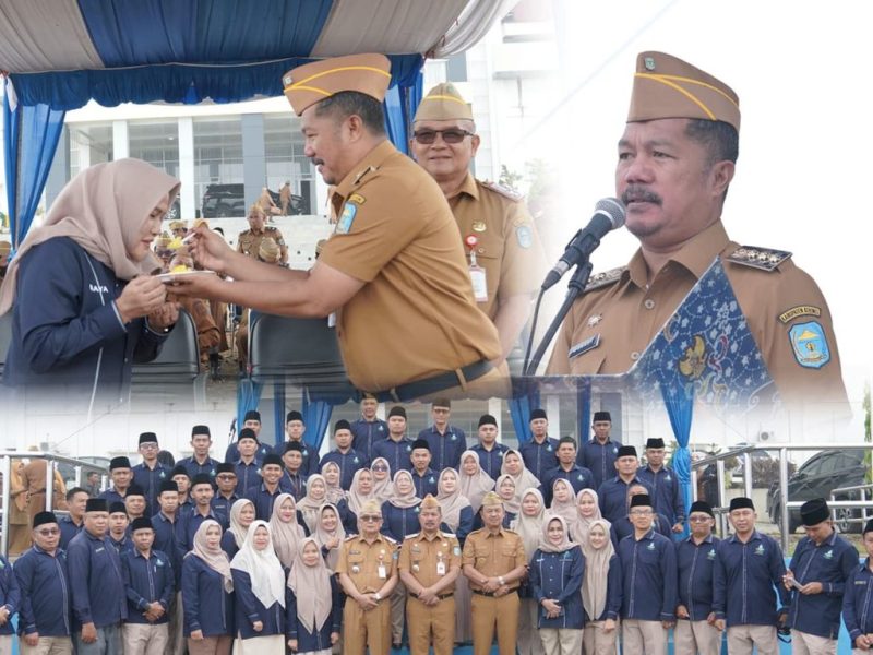 Bupati Monadi memimpin upacara HUT ke-36 Perumda Tirta Sakti Kerinci. ( Foto Kerinci satu)