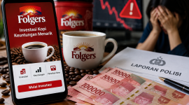 Ilustrasi dugaan penipuan investasi online Folgers yang merugikan delapan warga Palembang. ( Foto AI)