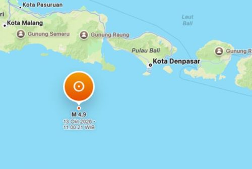Pusat gempa di Jembrana, Bali, 13 Oktober 2026. (BMKG)