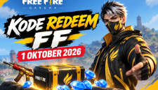 Ilustrasi Kode Redeem FF terbaru 1 Oktober 2026 dengan karakter Free Fire dan berbagai hadiah menarik.
