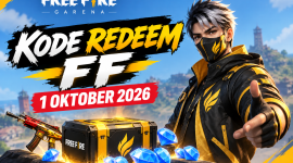 Ilustrasi Kode Redeem FF terbaru 1 Oktober 2026 dengan karakter Free Fire dan berbagai hadiah menarik.