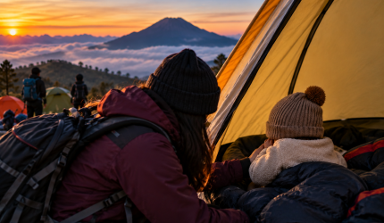 Balita menangis di dalam tenda saat pendakian Gunung Prau, memicu sorotan publik terkait keselamatan dan pengawasan anak di alam bebas.