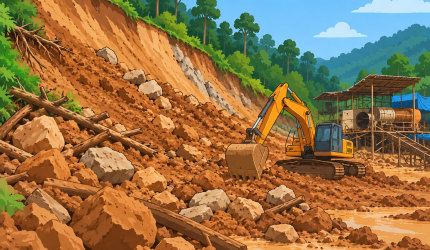 Ilustrasi longsor tambang emas di Solok Selatan