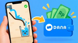 Ilustrasi game Water Go yang menawarkan hadiah dan klaim penarikan saldo DANA melalui permainan puzzle air. ( Foto AI INBRITA)